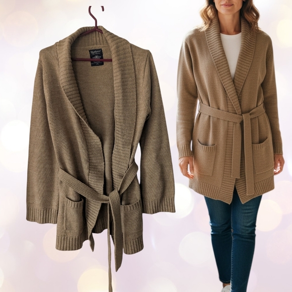 Bluenotes Tan Women's Cardigan Sweater - Picture 1 of 9
